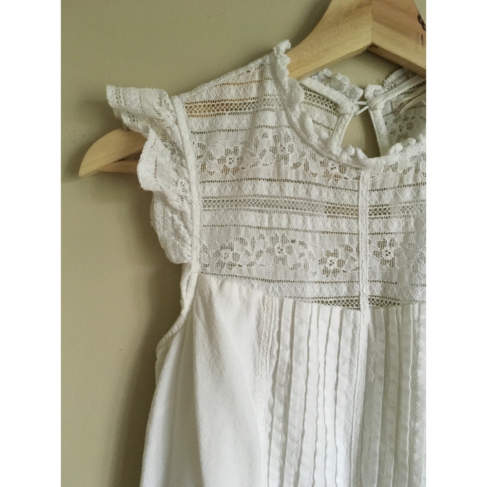 Altar'd State White Lace Pintuck Sleeveless Tiered Boho Mini Dress Medium - Picture 9 of 11